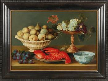 Still life with a lobster, fruit and a gilded tazza by 
																			Jacob van Es