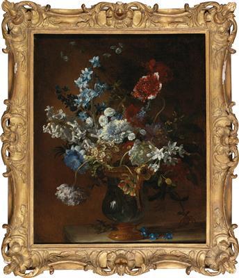 Still life with flowers in a vase by 
																			Jean Baptiste Monnoyer