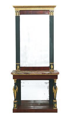 Console table and mirror by 
																			 Danhauser furniture