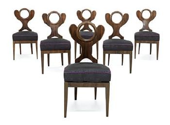Set of 6 outstanding Viennese Biedermeier chairs by 
																			 Danhauser furniture