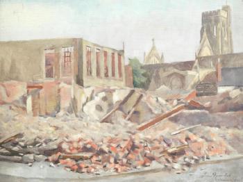 Bomb damage St Marys Square, Swansea by 
																	Ernest Neuschul