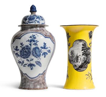 Two Fulda faience vases by 
																	 Fulda Manufactory