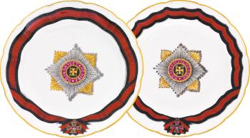 Two Porcelain Plates From The Order Of St Vladimir Service, Gardner Porcelain Factory, Verbilki by 
																	 Gardner Porcelain Factory