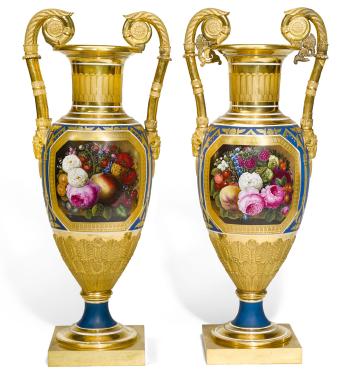 A Pair Of Porcelain Vases, Imperial Porcelain Factory, St Petersburg, Period Of Nicholas I by 
																	 Imperial Porcelain Factory