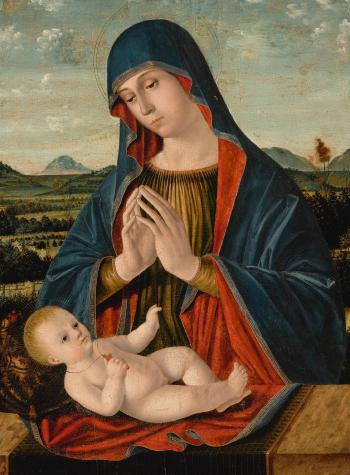 Madonna Adoring The Child by 
																	Antonello de Saliba