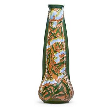 Tall vase with bluebells, eosin glaze, Pecs, Hungary by 
																	 Zsolnay Porcelain Manufacture
