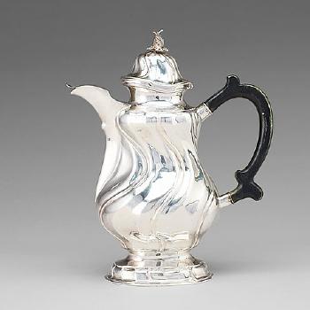 A Swedish 18th Century Silver Coffee-pot by 
																			Johan Wennerwalll