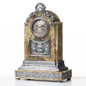 A Silver Jubilee Hardstone And Silver Mantle Clock by 
																			 W A Bolin