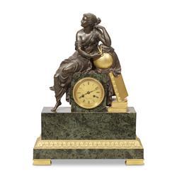 A Napoleon III Gilt and Patinated-Bronze Figural Mantel Clock by 
																	 Vittoz