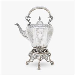 A Scottish Victorian Silver Hot Water Kettle on Stand by 
																	 Mackay & Chisholm