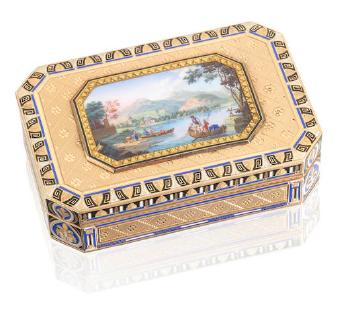 An early 19th century Swiss gold and enamelled snuff box by 
																			 Remond Lamy & Cie