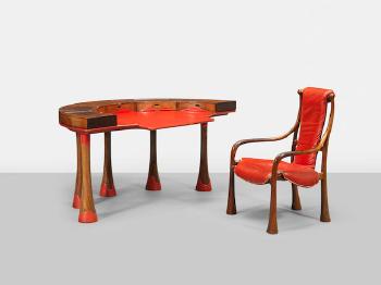 A Carlton house desk and chair by 
																			John Makepeace