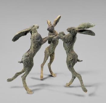 Dancing Hares by 
																	Sophie Ryder