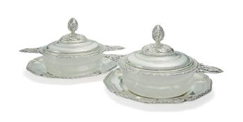 A Pair of French Silver Entrée Dishes, Covers, Liners, and Stands by 
																	 A Risler & Carre