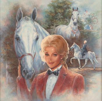 Zsa Zsa Gabor and her Stallion, Silver Fox, Los Angeles Olympics Ceremony 1984 by 
																			Billie Tipper