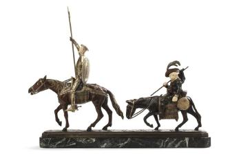 Don Quichotte et Sancho Panza sur leurs montures by 
																			Lucien Charles Edouard Alliot