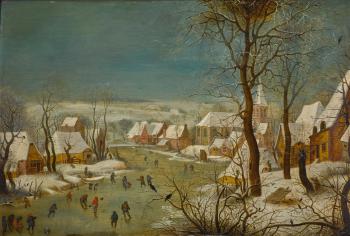 Winter Landscape With A Bird Trap by 
																	Pieter Brueghel