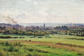 View of The Village of Cirey, Near Besancon by 
																	Alfred Renaudin