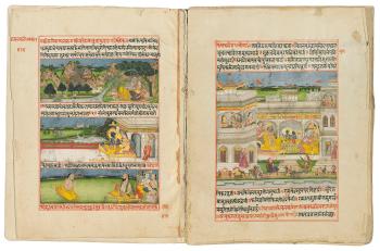 An Important Illustrated Manuscript of the Ramayana of Tulsi Das by 
																	 Jaipur School