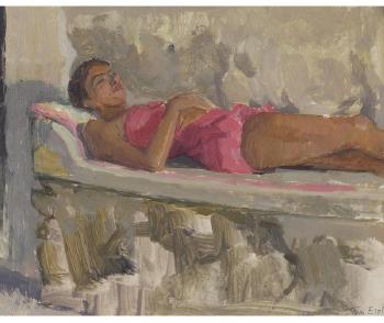 Girl reclining by 
																			Tom Espley