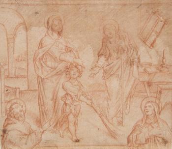 The Holy Family with Saint Francis of Assisi and Clare by 
																	Enea Talpino