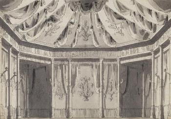 Stage set drawing of an interior by 
																	Alessandro Sanquirico