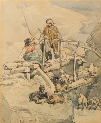 The Herders at the Bridge by 
																	Frantisek Bohumir Zverina