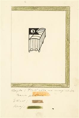 Proposal for binding for the book by Josef Kopta The Third Company on the Highway by 
																	Josef Capek