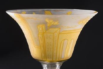 Vase with a city motif by 
																			Zdenek Juna