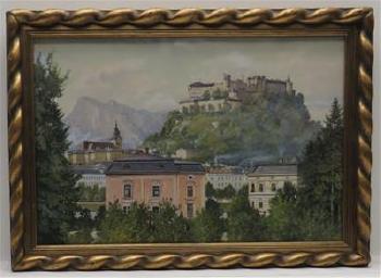 Schäflein bei Nesseltal 1863-1951 Salzburg) Blick vom Kapuzinerkloster auf Festung by 
																			Michael Ruppe