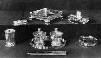 A writing set: a tray and two inkwells by 
																			Otto Prutscher