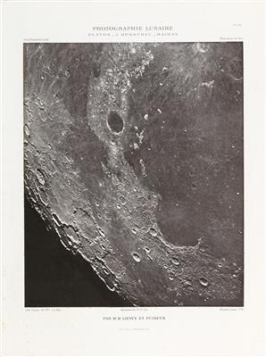 Platon-J. Herschel-Mairan; Au foyer de la lune, from Atlas Photographique de la lune, Paris by 
																	Pierre Puiseux