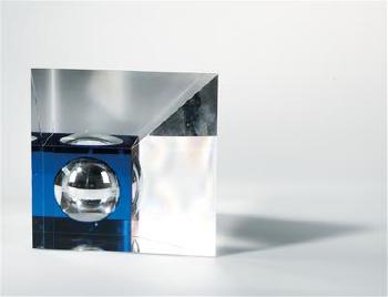 A unique CUBE in Space glass object designed and manufactured by Jan Frydrych* in 2005 by 
																			Jan Frydrych