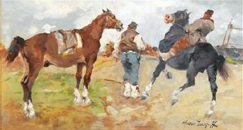 Pferde und Bauern am Feld by 
																			Alessio Issupoff