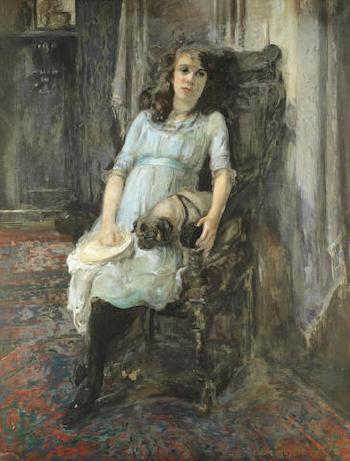 Portrait Of A Seated Young Lady, Miss Yvonne Stewart Bernard by 
																	Kate Elizabeth Olver