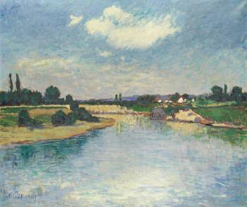 River Landscape On A Summer'S Day by 
																	Albert Paal