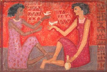 Two Women with Doves by 
																	Sayed Abdel Rasoul