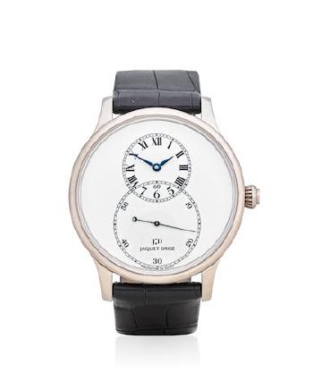 An 18K White Gold Automatic Wristwatch With Eccentric Dial by 
																	 Jaquet Droz