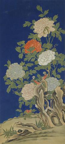 Peonies and Paired Birds by 
																	 Zou Yigui