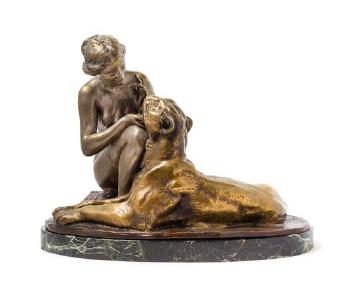 Woman and Lioness 
 by 
																	Jean Marie Joseph Magrou