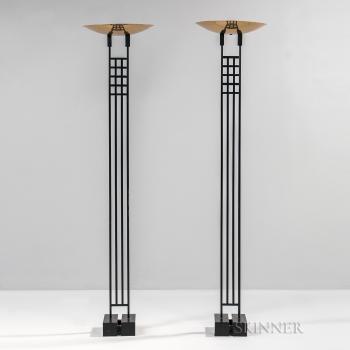 Pair of George Kovacs for Roche Bobois Halogen Torchiere Lamps by 
																	 Roche Bobois