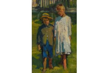 Study of Two Children by 
																			Hilda Fearon