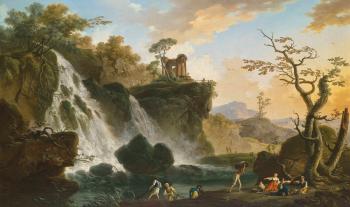 Tivoli, with the Grand Cascade and the Temple of Vesta by 
																	Charles Francois Grenier de Lacroix de Marseille