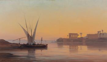The Temple At Philae by 
																	Auguste-Louis Veillon