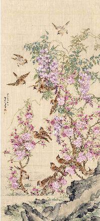 Birds And Flower by 
																	 Qu Zhaolin