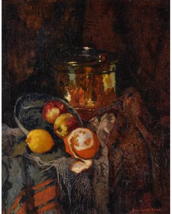 Still life with an orange, lemon and apples 



 by 
																			Hendrik van Os-Delhez