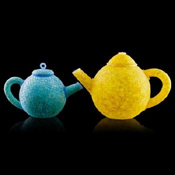 Two Teapot Sculptures (Yellow And Aqua) by 
																	Jay Musler