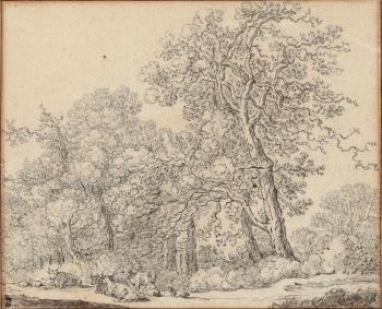 A Forest Border With A Woman Milking A Cow
 by 
																	Frans Ryckhals
