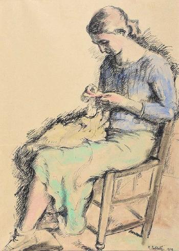 Woman Knitting
 by 
																	Mainie Jellett