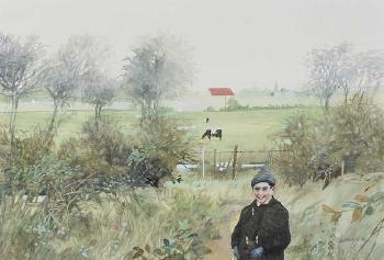 Boy Walking Near a Field
 by 
																	Jack Cudworth